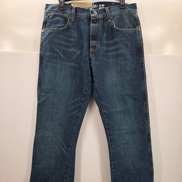 Wrangler Retro Jeans Mens 32x34 Blue Slim Boot Cut Western Denim Rodeo